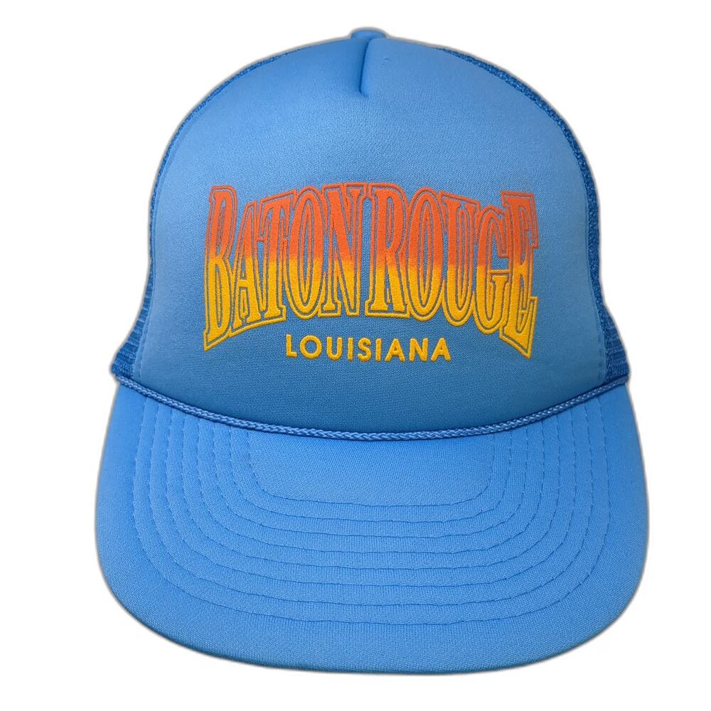 Mohr's Trucker Hat Blue One Size Snapback Baton Rouge Louisiana Mesh Foam Rope